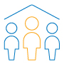 5 Types of Renters Blue and orange icon of 3 people under one roof