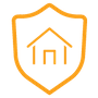 Shield & Home Icon Icon showing a shield with a house inside it